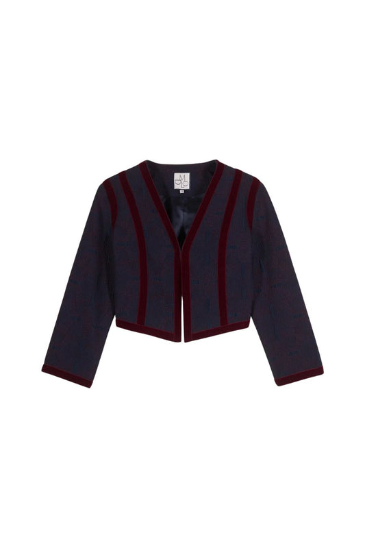 Jones Jacket in Navy Retro Jacquard by Maria De La Orden