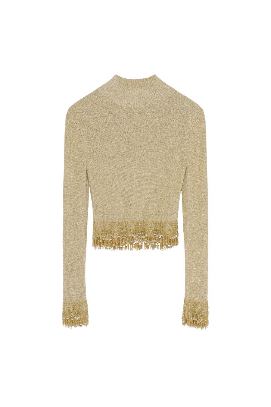 Tali Pearl Fringe Top in Gold