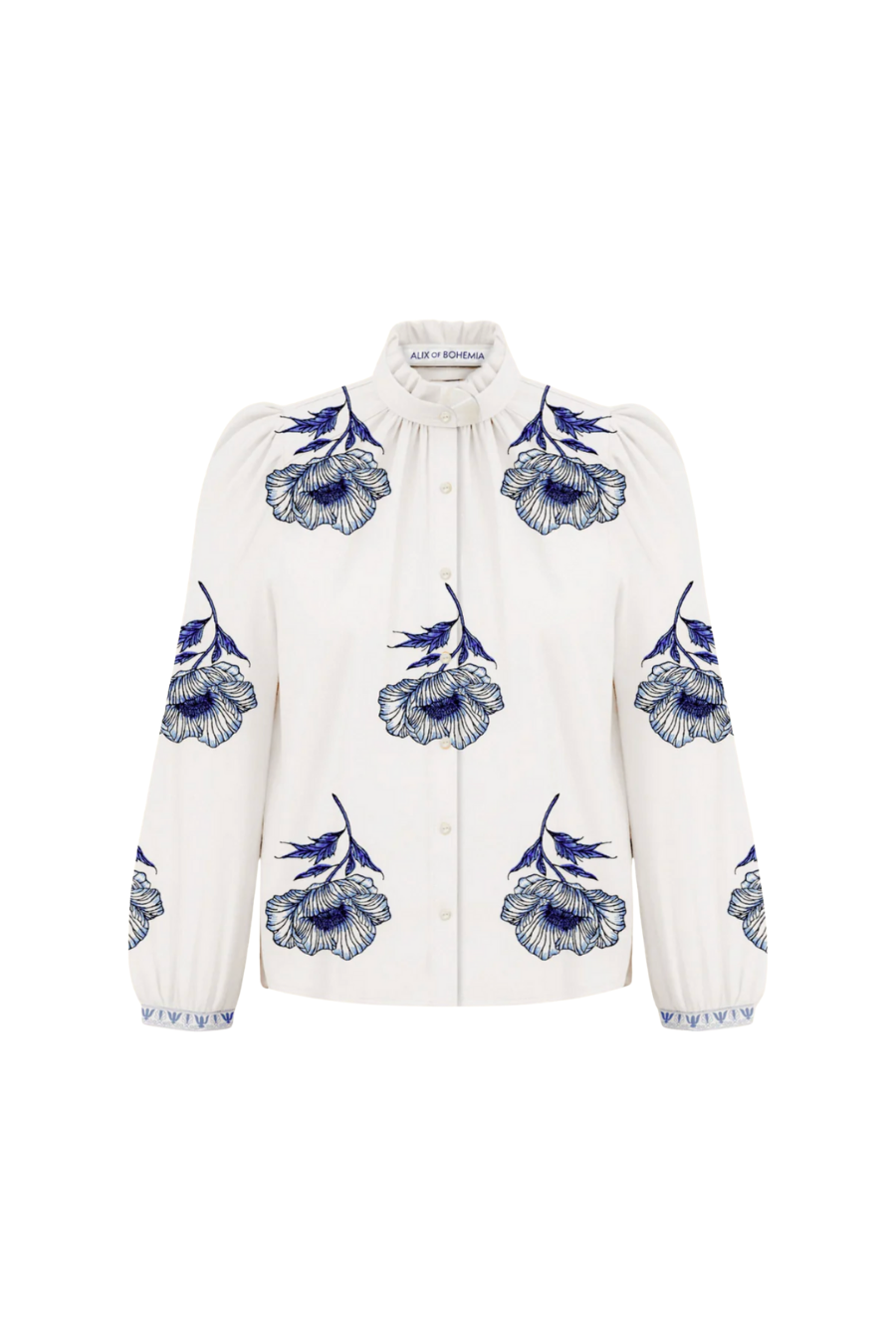 Annabel Indigo Poppy Shirt in Off-White