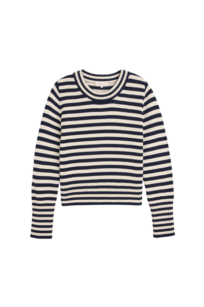 Micha Stripe Sweater in Navy/Off White