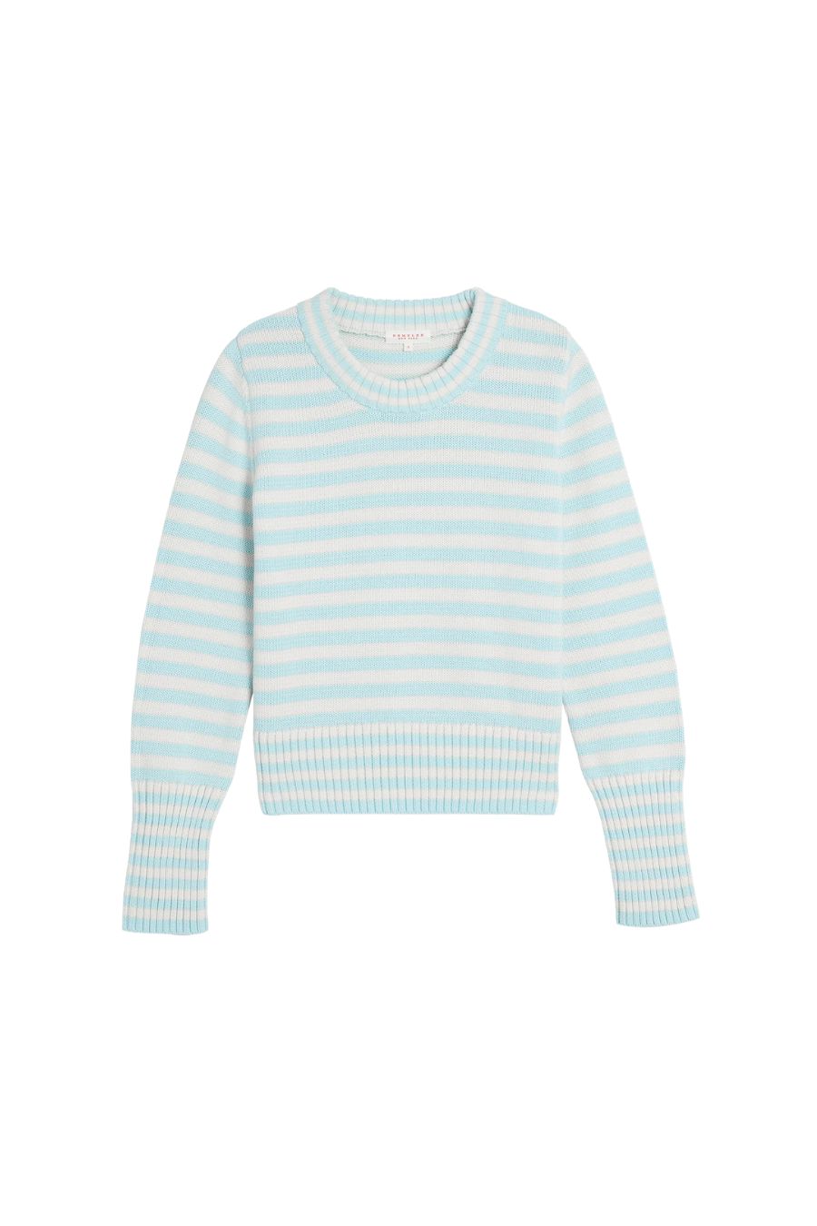 Micha Stripe Cotton Sweater in Glacier/Off White