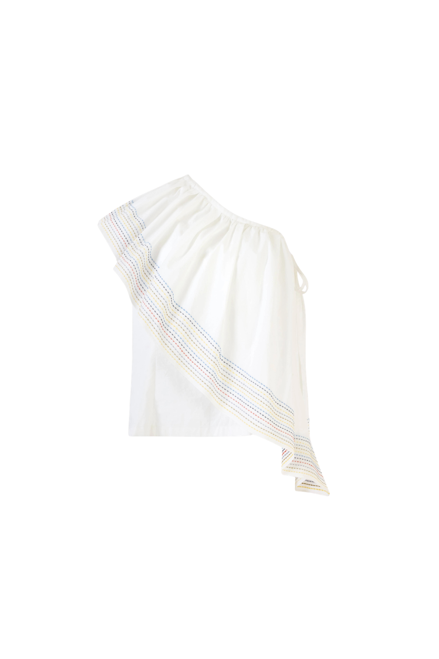 Wedge Top in Trapunto Cotton in White