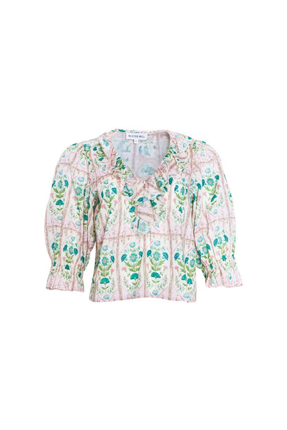 Imogen Blouse in Pink Trellis