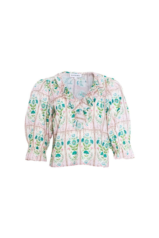 Imogen Blouse in Pink Trellis