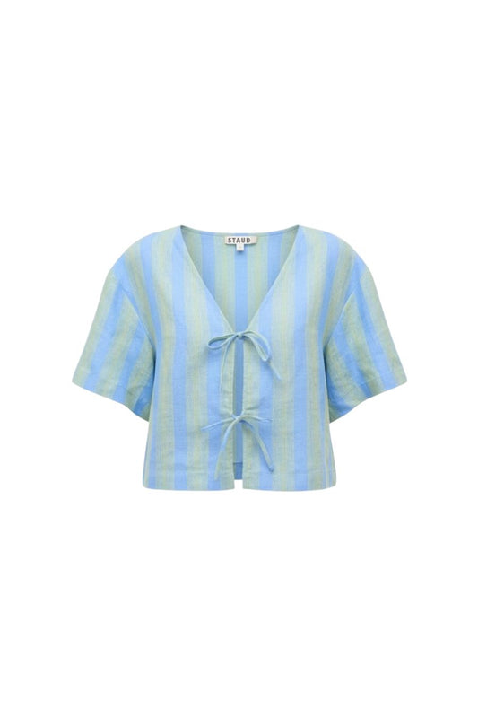 Ava Linen Top in Seaport Stripe