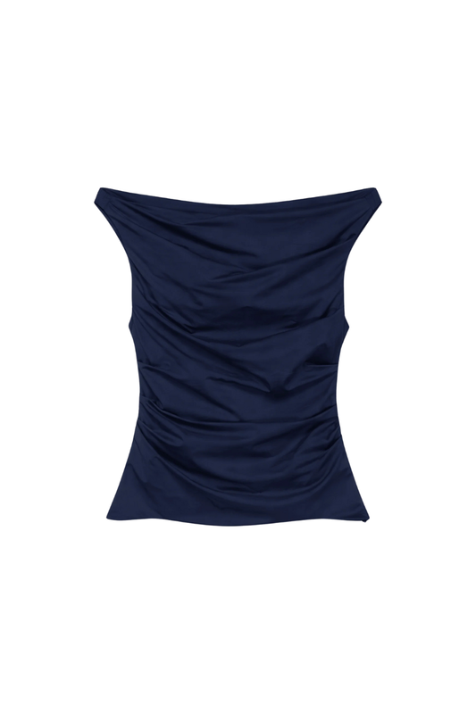 Maisel Cotton Draped Top in Midnight
