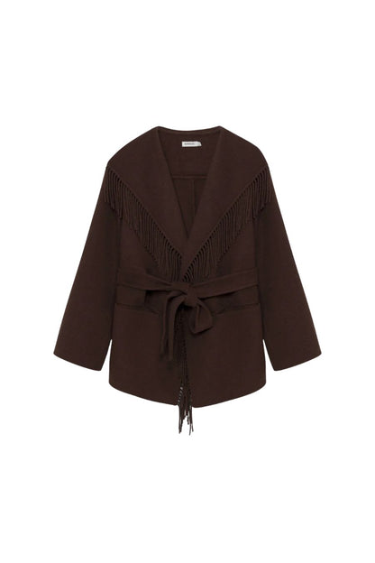 Rowen Fringe Jacket in Chocolate