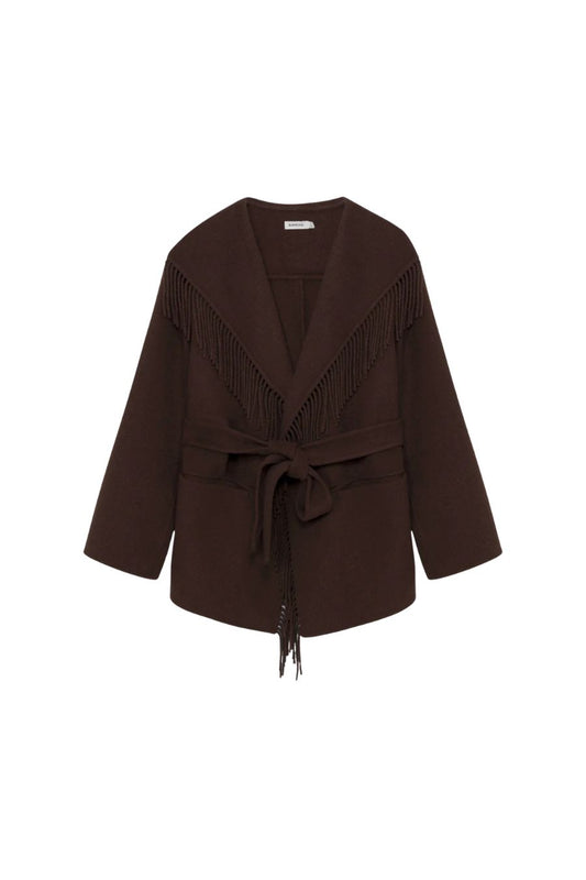 Rowen Fringe Jacket in Chocolate