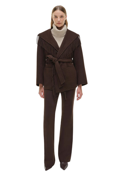 Rowen Fringe Jacket in Chocolate