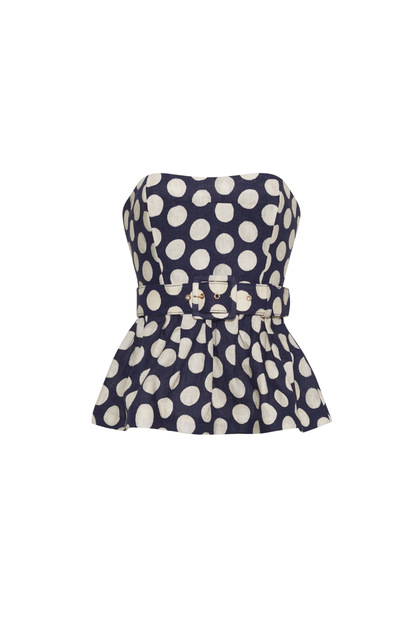 Tilda Top in Celeste Navy Dot