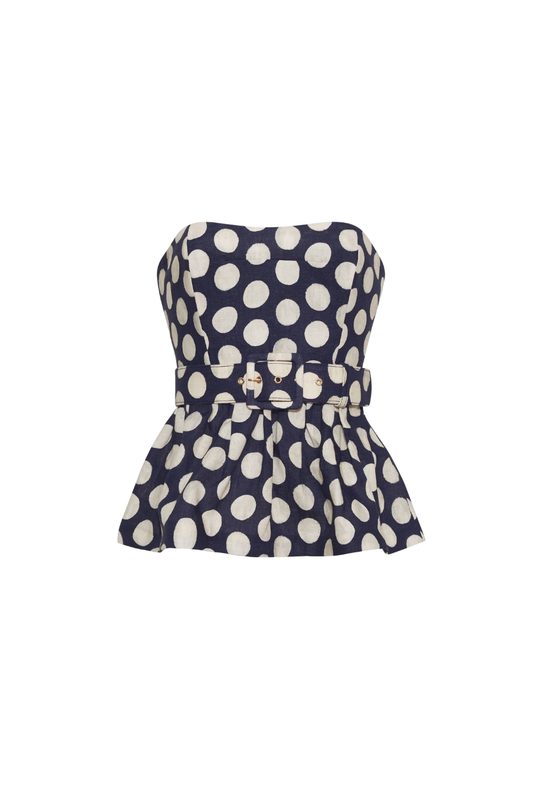 Tilda Top in Celeste Navy Dot