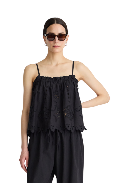Embroidered Cami Top in Black