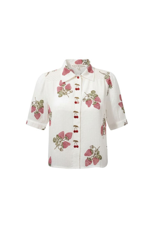 Peyton Strawberry Dot Shirt in Off-White