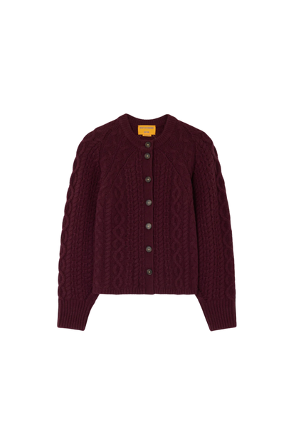 Cable Sculpted Cardigan in Fig