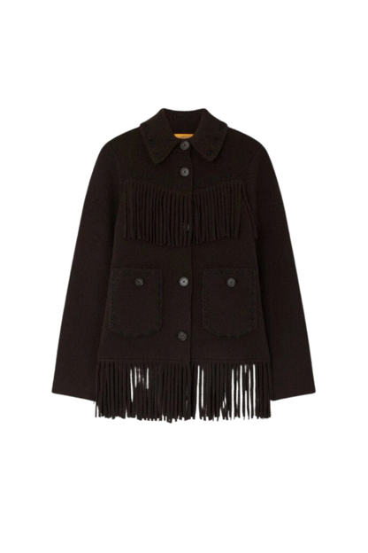 Western Fringe Jacket in Burnt Cocoa