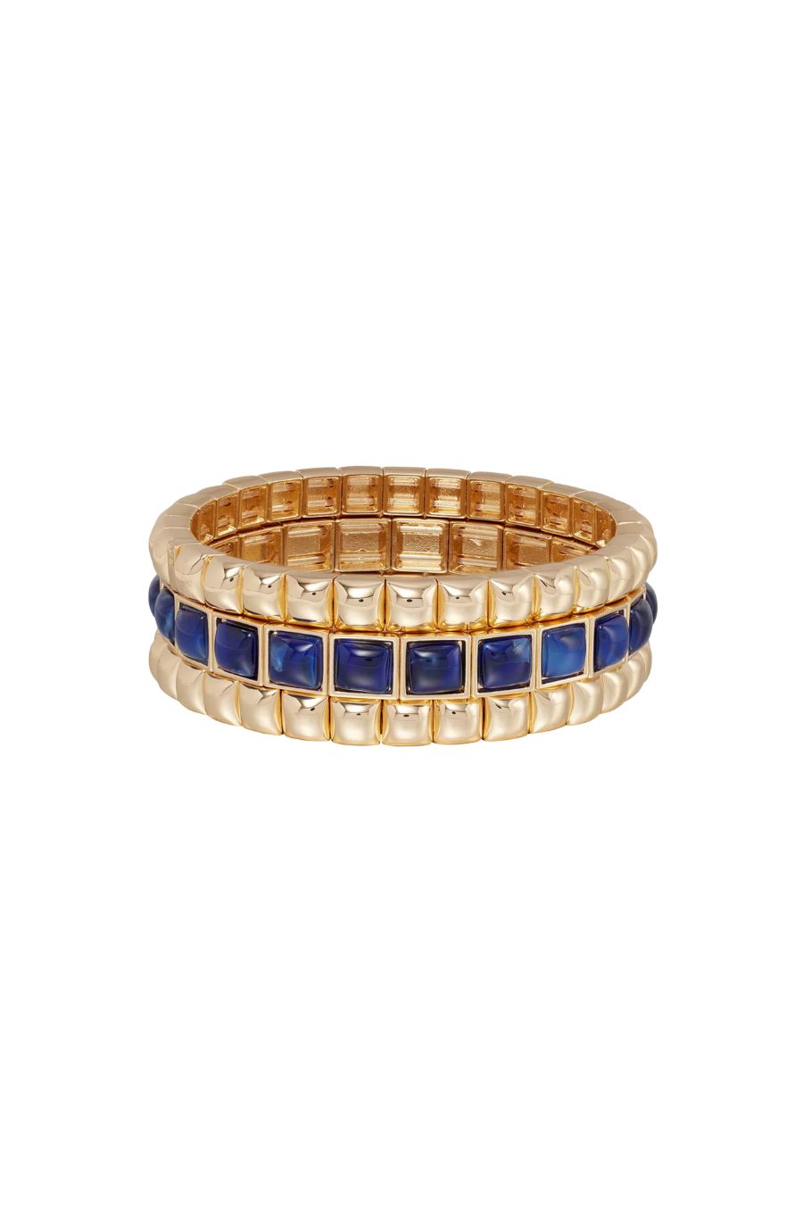The Puffy Stud Bracelet Trio in Navy