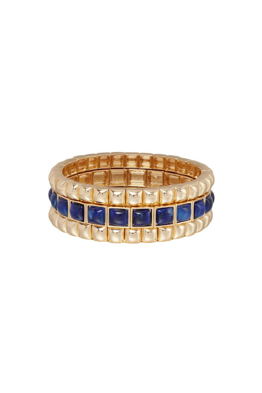 The Puffy Stud Bracelet Trio in Navy