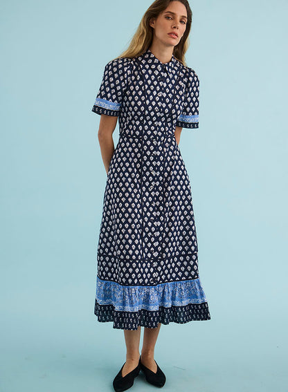Greta Dress in Thistle & Vine Blue