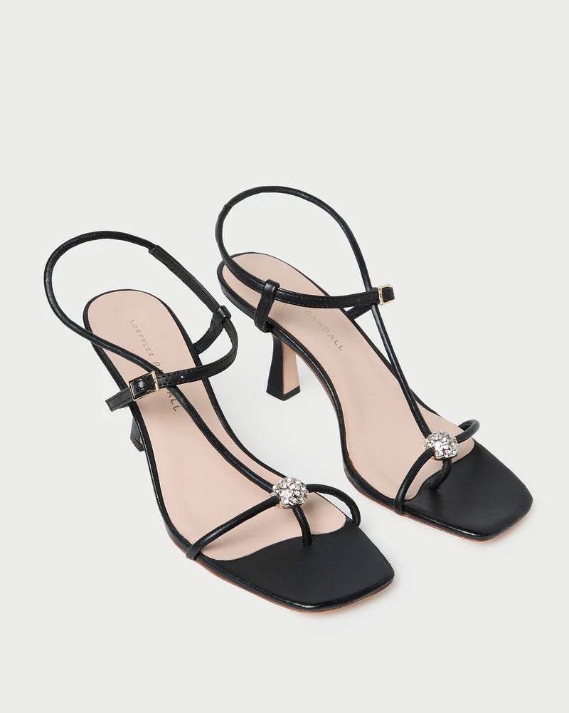 Triana Black/Crystal Mid−Heel Sandal