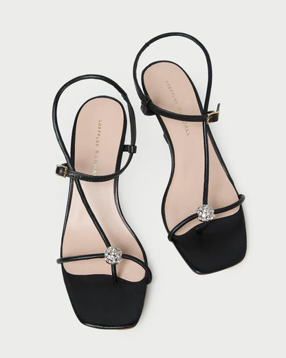 Triana Black/Crystal Mid−Heel Sandal