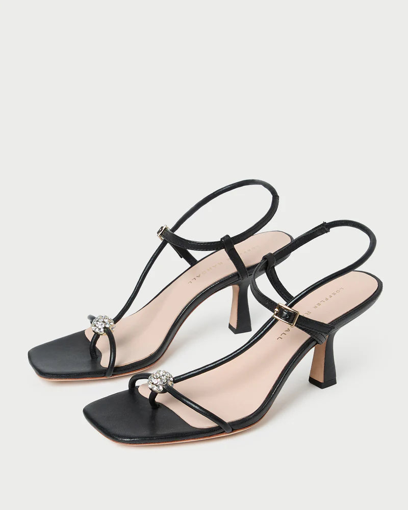 Triana Black/Crystal Mid−Heel Sandal