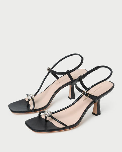 Triana Black/Crystal Mid−Heel Sandal