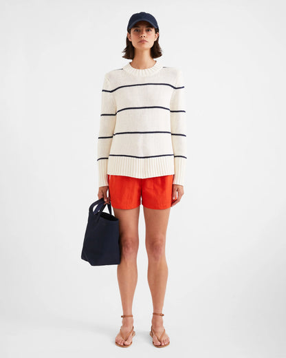 The Tatum in Cream/Navy Ministripe