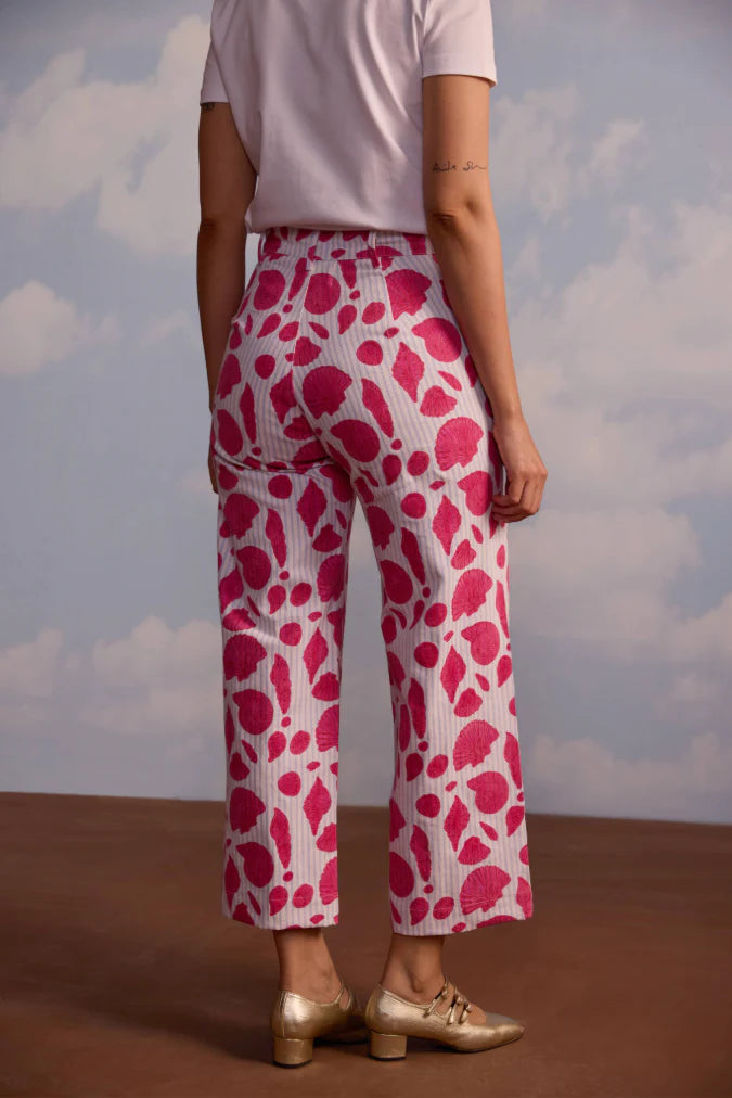 Disco Pant in Sea Shell on Thin Stripe