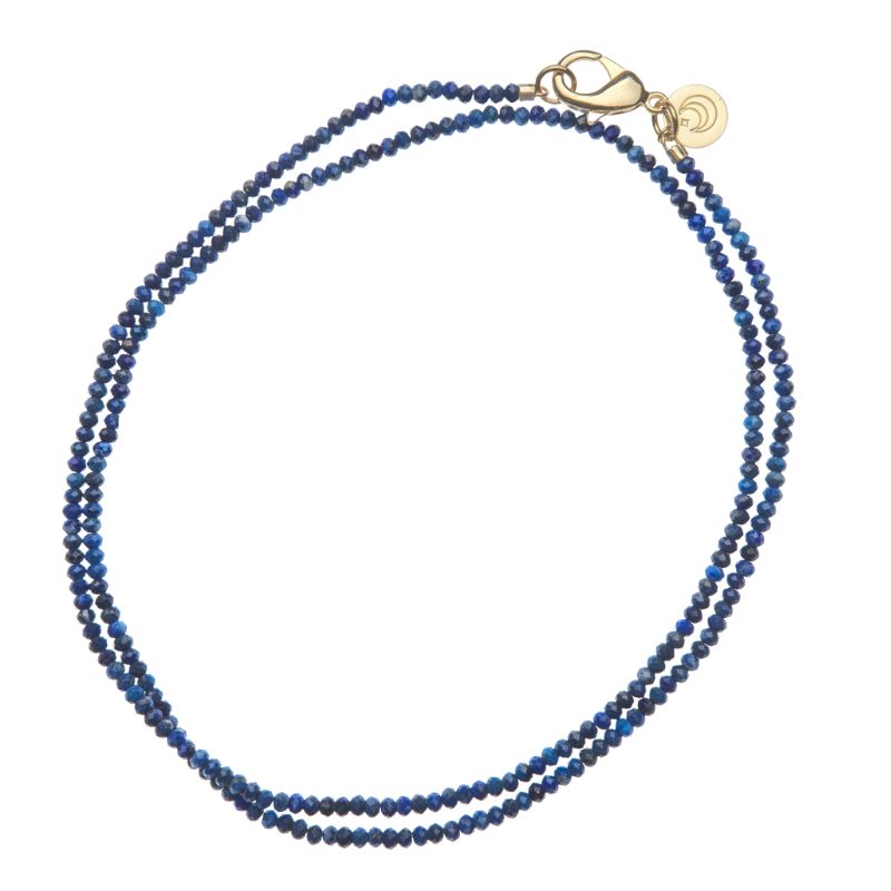 Double Wrap Beaded Necklace in Lapis