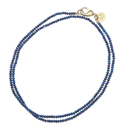 Double Wrap Beaded Necklace in Lapis