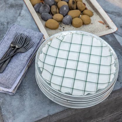 "Tahoe Pine" Green Plaid Flat Plate Liners