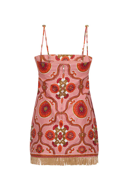 Valencia Mini Dress in Mod Floral Brick