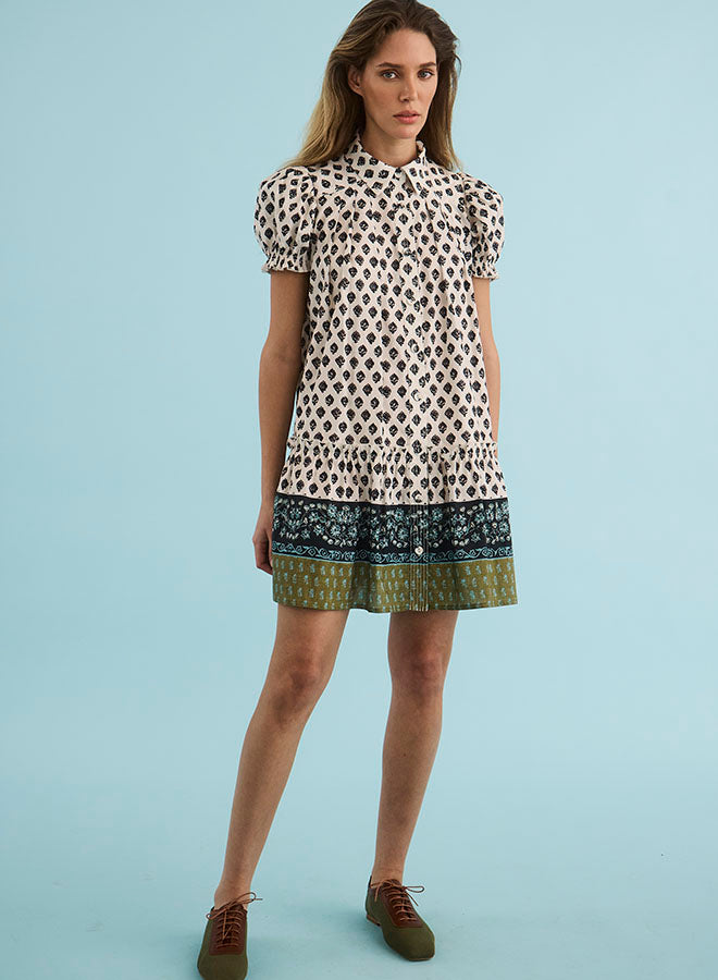 Drifter Mini Dress in Thistle & Vine Cream