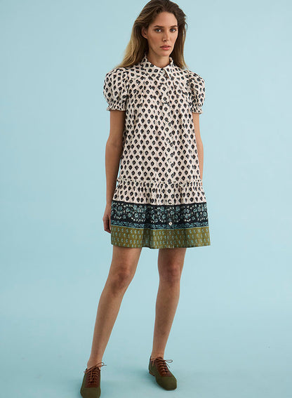 Drifter Mini Dress in Thistle & Vine Cream