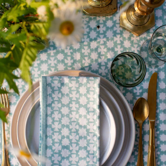 India Hicks Home Cuban Cross Blue Napkin Set