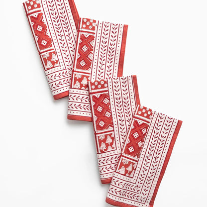 Pom Buti Patchwork Red Napkin | Set of 4