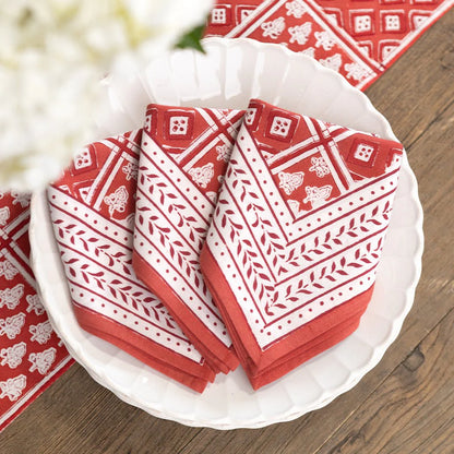 Pom Buti Patchwork Red Napkin | Set of 4
