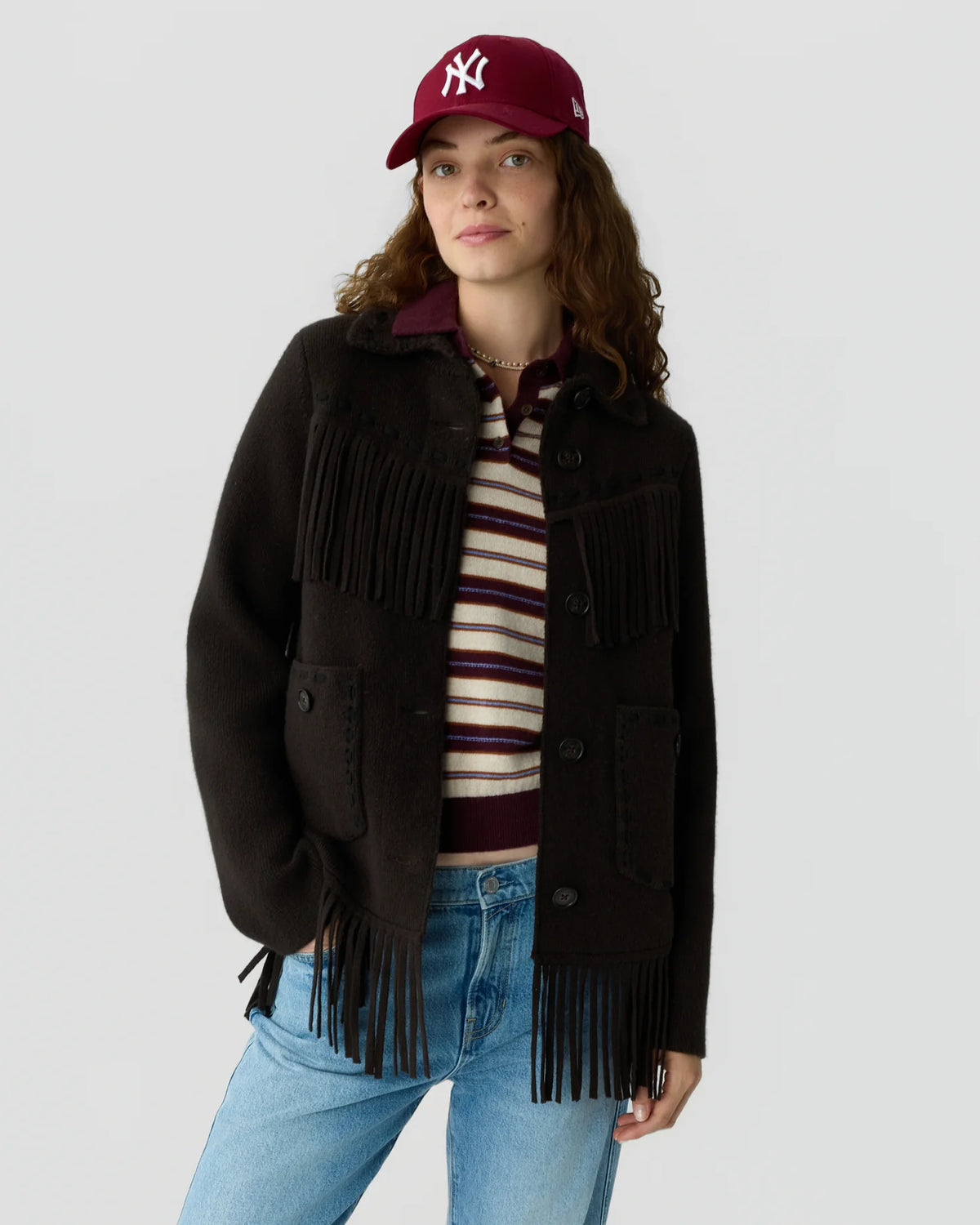 Western Fringe Jacket in Burnt Cocoa