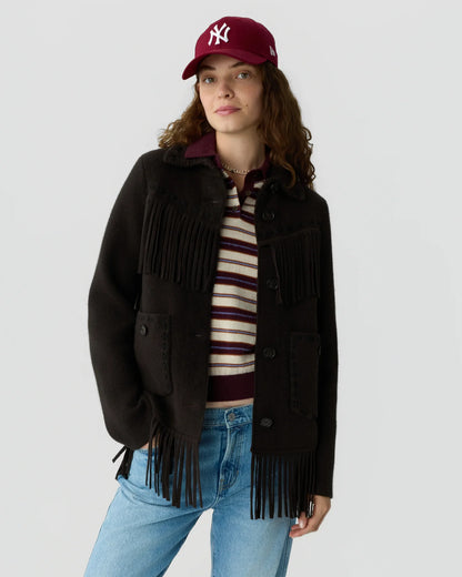 Western Fringe Jacket in Burnt Cocoa