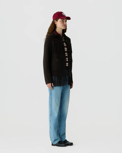 Western Fringe Jacket in Burnt Cocoa