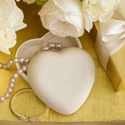 Shagreen Heart Box in Cream