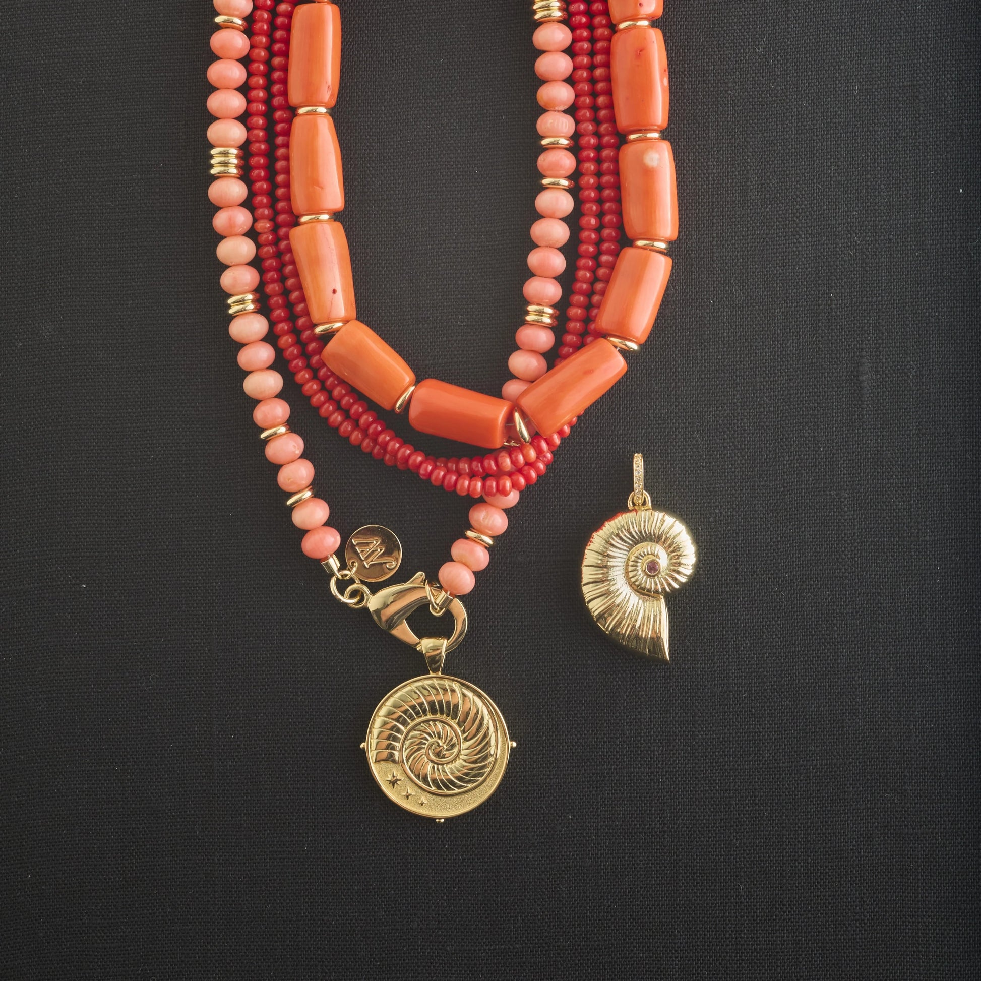 Gumdrop Beaded Necklace in Coral