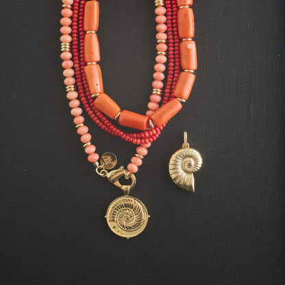 Gumdrop Beaded Necklace in Coral