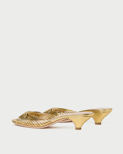 Dixie Gold Leather Kitten Heel