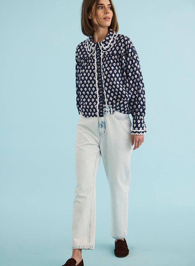 Finch Top in Thistle & Vine Blue