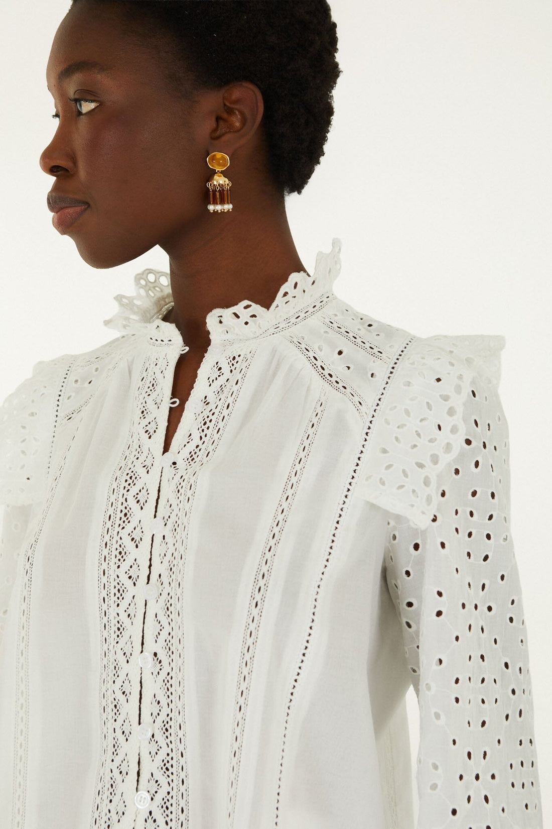 Eyelet Long Sleeve Blouse