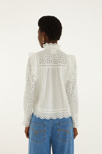 Eyelet Long Sleeve Blouse