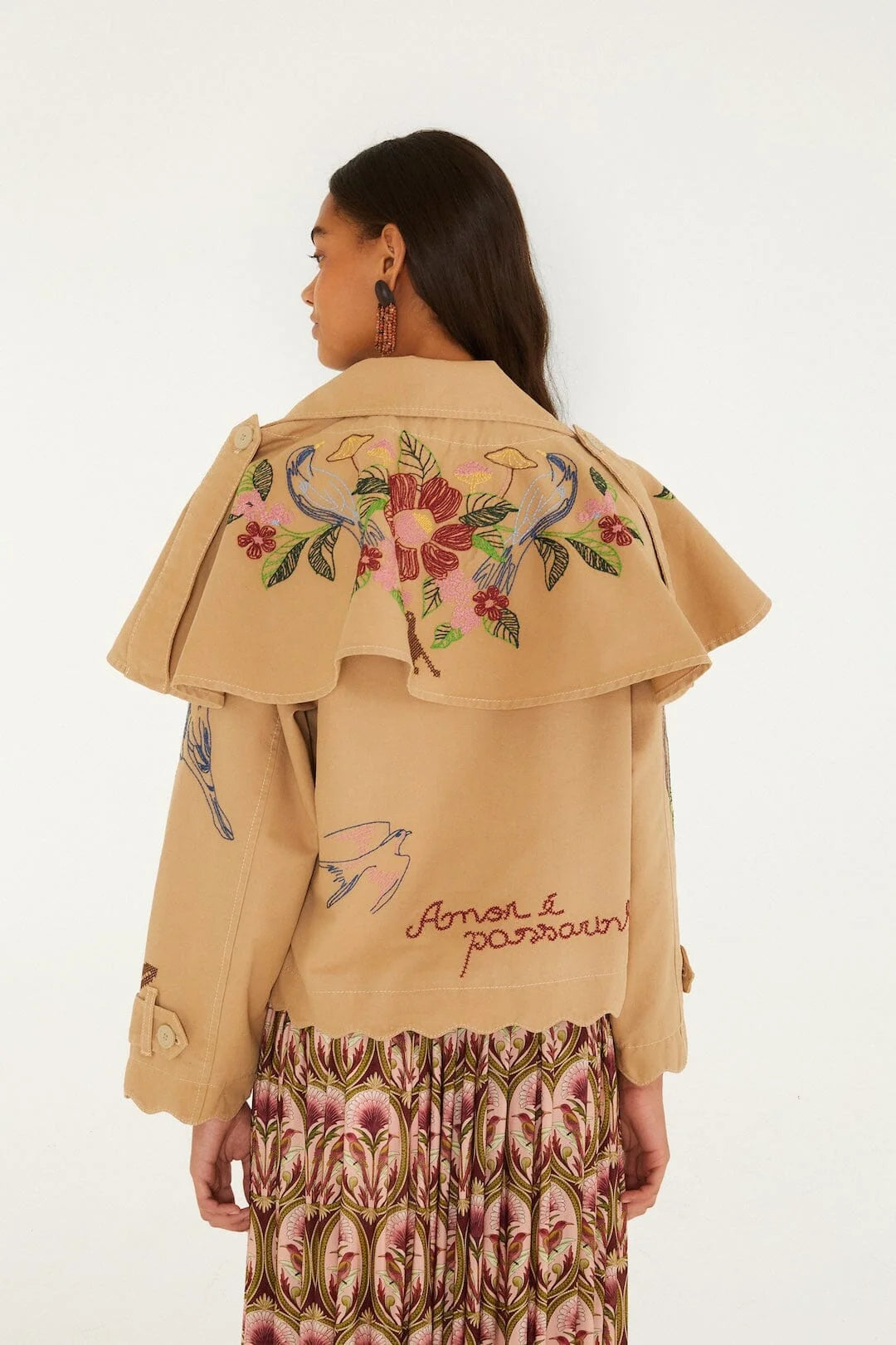 Twill Notched Lapel Mini Trench Coat