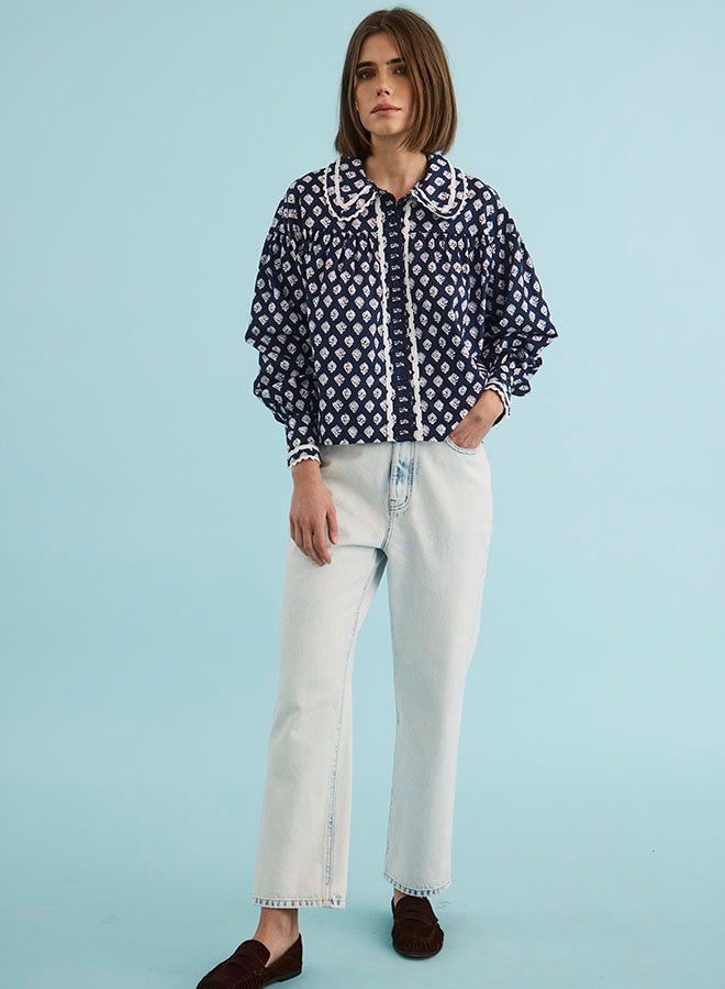 Finch Top in Thistle & Vine Blue