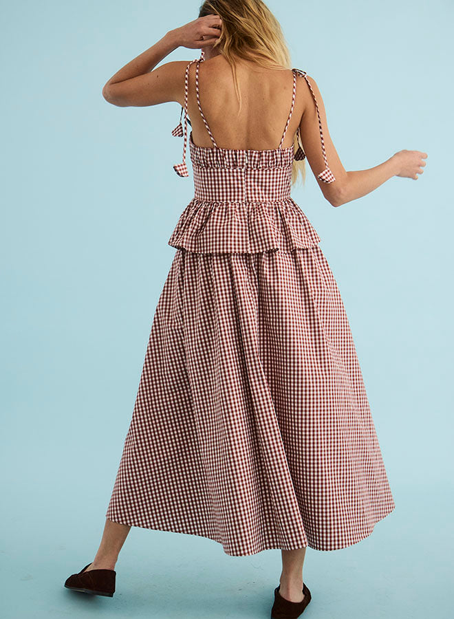 Betsy Dress in Cotswold Check Rust